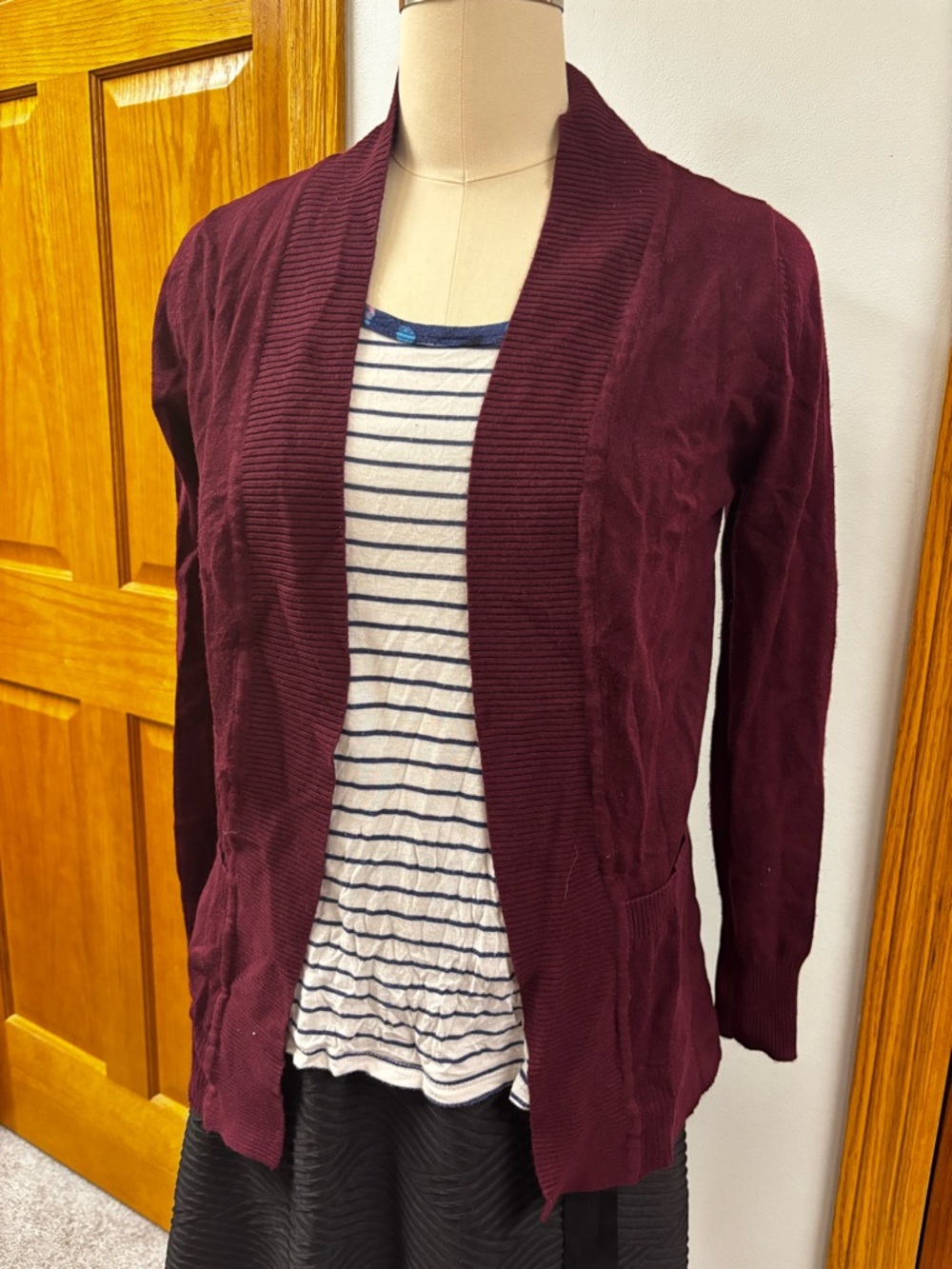 Cielo Open-Front Wine Burgundy Cardigan